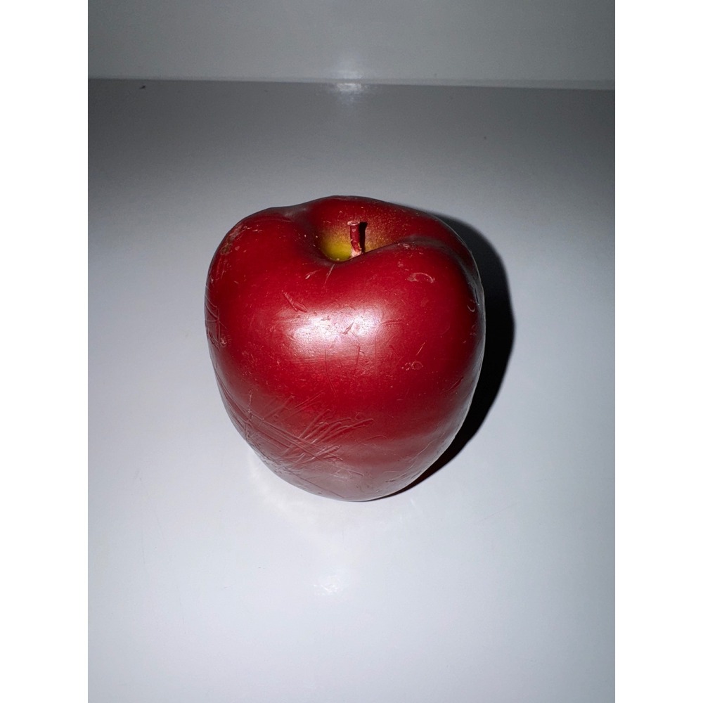 Vintage Red Apple Decorative Pillar Candle Realistic Fruit Decor Unscented